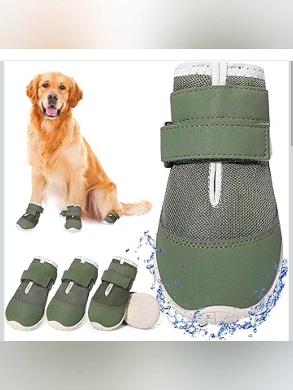 DcOaGt Green Dog 🐶 Protective Shoes Boots Size 2